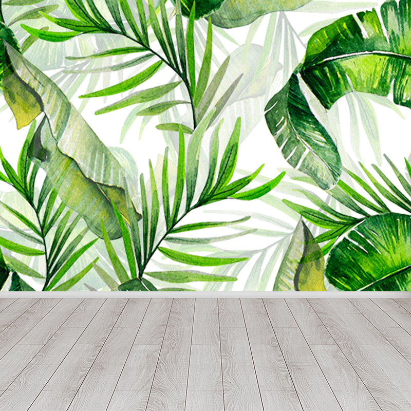 Tropical Teenagers Mural Decal Natural Botanical Scenery Pastel Color Wall Decor Light Green Clearhalo 'Wall Decor' 'Wall Mural' 1698329