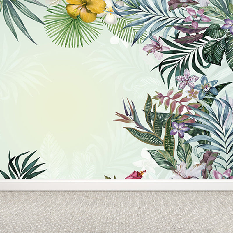 Tropical Teenagers Mural Decal Natural Botanical Scenery Pastel Color Wall Decor Clearhalo 'Wall Decor' 'Wall Mural' 1698336