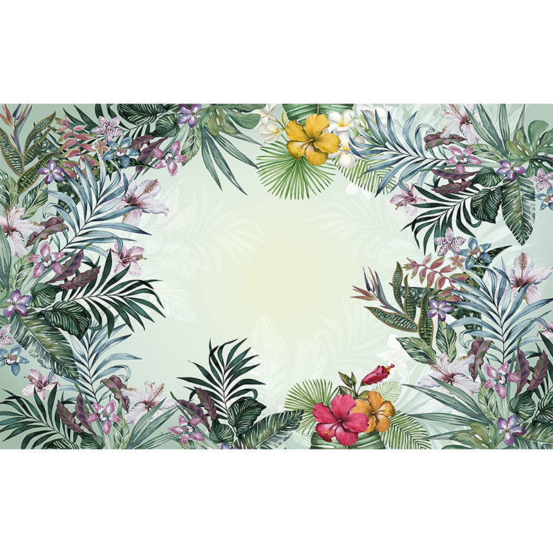 Tropical Teenagers Mural Decal Natural Botanical Scenery Pastel Color Wall Decor Clearhalo 'Wall Decor' 'Wall Mural' 1698337