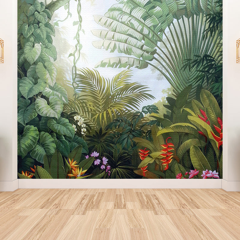 Tropical Teenagers Mural Decal Natural Botanical Scenery Pastel Color Wall Decor Clearhalo 'Wall Decor' 'Wall Mural' 1698345