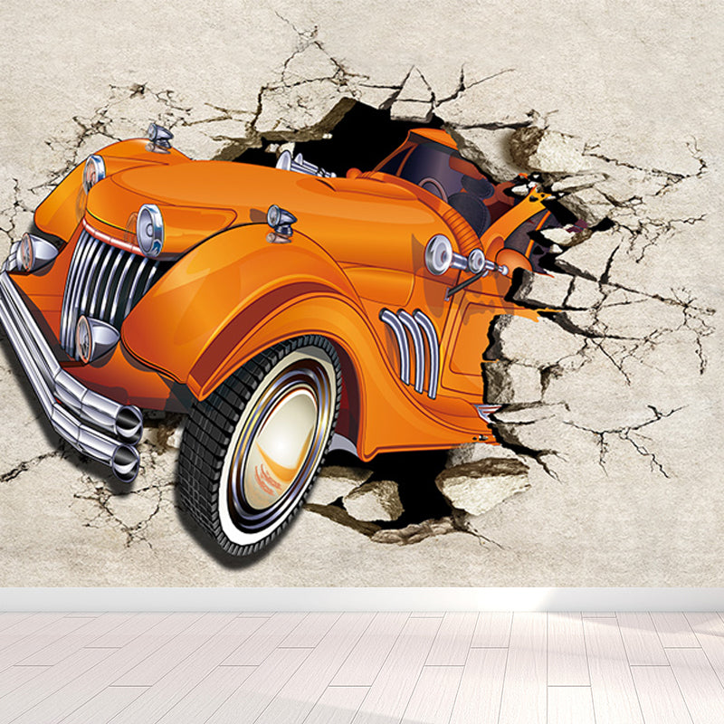 Waterproof Car and Wall Mural Industrial Non-Woven Wall Art, Custom Size Available Orange Clearhalo 'Wall Decor' 'Wall Mural' 1698686