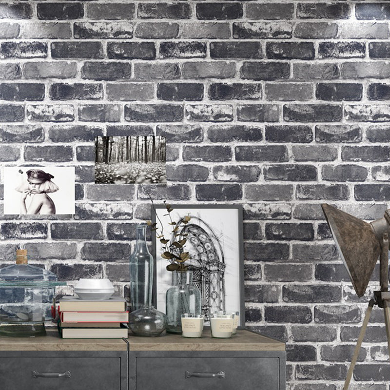 Industrial Brick Look Wallpaper Dark Color Moisture Resistant Wall Art for Kitchen Grey 1 Set Clearhalo 'Industrial wall decor' 'Industrial' 'Wallpaper' Wall Decor' 1698705