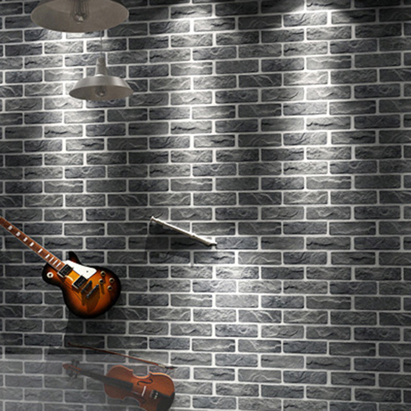 Cyberpunk Brick Tile Wallpaper Roll for Restaurant 31' L x 20.5" W Wall Art in Dark Color Clearhalo 'Industrial wall decor' 'Industrial' 'Wallpaper' Wall Decor' 1698816