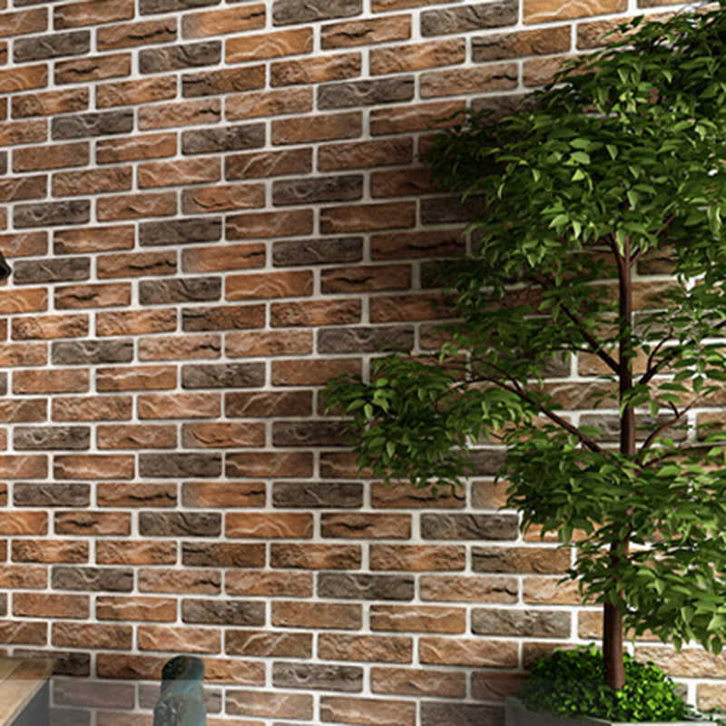 Cyberpunk Brick Tile Wallpaper Roll for Restaurant 31' L x 20.5" W Wall Art in Dark Color Light Brown Clearhalo 'Industrial wall decor' 'Industrial' 'Wallpaper' Wall Decor' 1698820