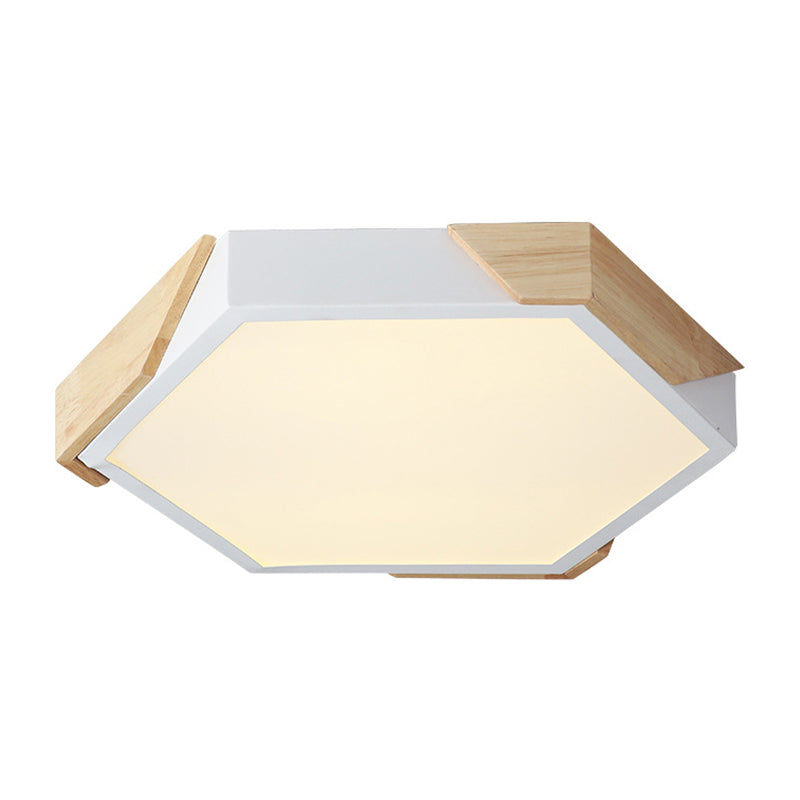 Slim Panel Hexagon Ceiling Light Macaron Loft Acrylic LED Green/Pink/White/Yellow Flush Mount Light in Warm Light for Kindergarten Clearhalo 'Ceiling Lights' 'Close To Ceiling Lights' 'Close to ceiling' 'Flush mount' Lighting' 169900