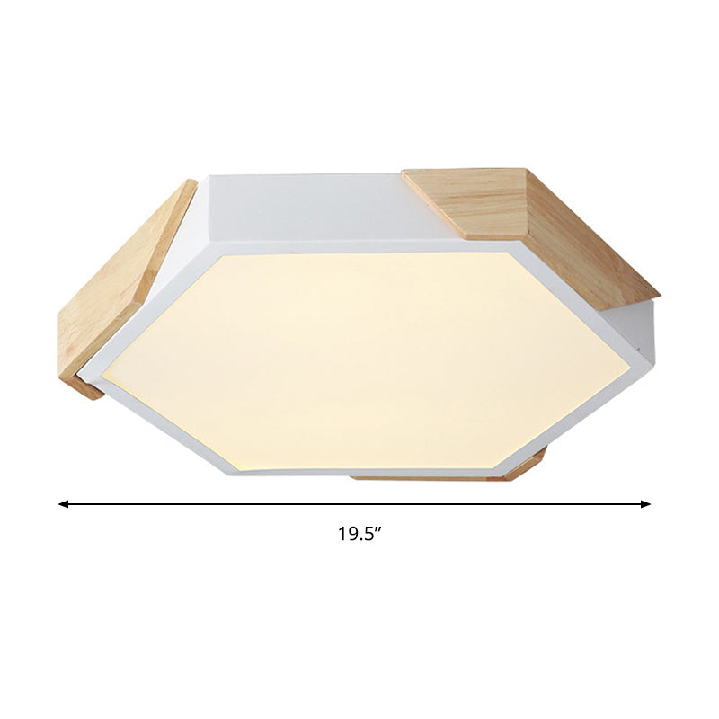 Slim Panel Hexagon Ceiling Light Macaron Loft Acrylic LED Green/Pink/White/Yellow Flush Mount Light in Warm Light for Kindergarten Clearhalo 'Ceiling Lights' 'Close To Ceiling Lights' 'Close to ceiling' 'Flush mount' Lighting' 169901