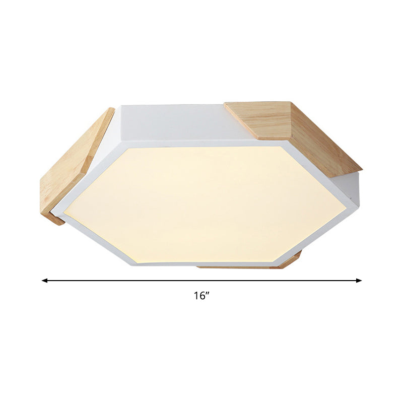 Slim Panel Hexagon Ceiling Light Macaron Loft Acrylic LED Green/Pink/White/Yellow Flush Mount Light in Warm Light for Kindergarten Clearhalo 'Ceiling Lights' 'Close To Ceiling Lights' 'Close to ceiling' 'Flush mount' Lighting' 169902