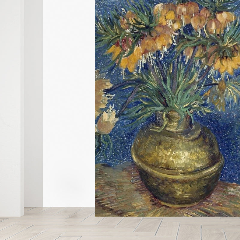 Vital Flowers Potting Mural Wallpaper Modern No-Woven Material Wall Decor in Blue Clearhalo 'Wall Decor' 'Wall Mural' 1699588