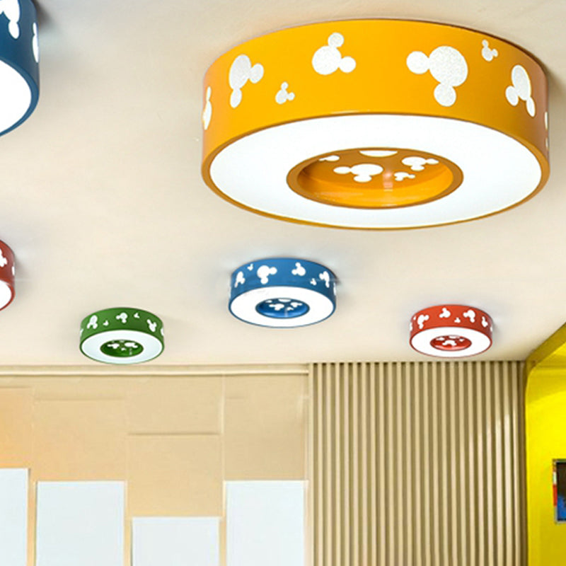 Cartoon Candy Colored Ceiling Fixture Round Metal Ceiling Mount Light with Mouse for Teen Clearhalo 'Ceiling Lights' 'Close To Ceiling Lights' 'Close to ceiling' 'Flush mount' Lighting' 169964