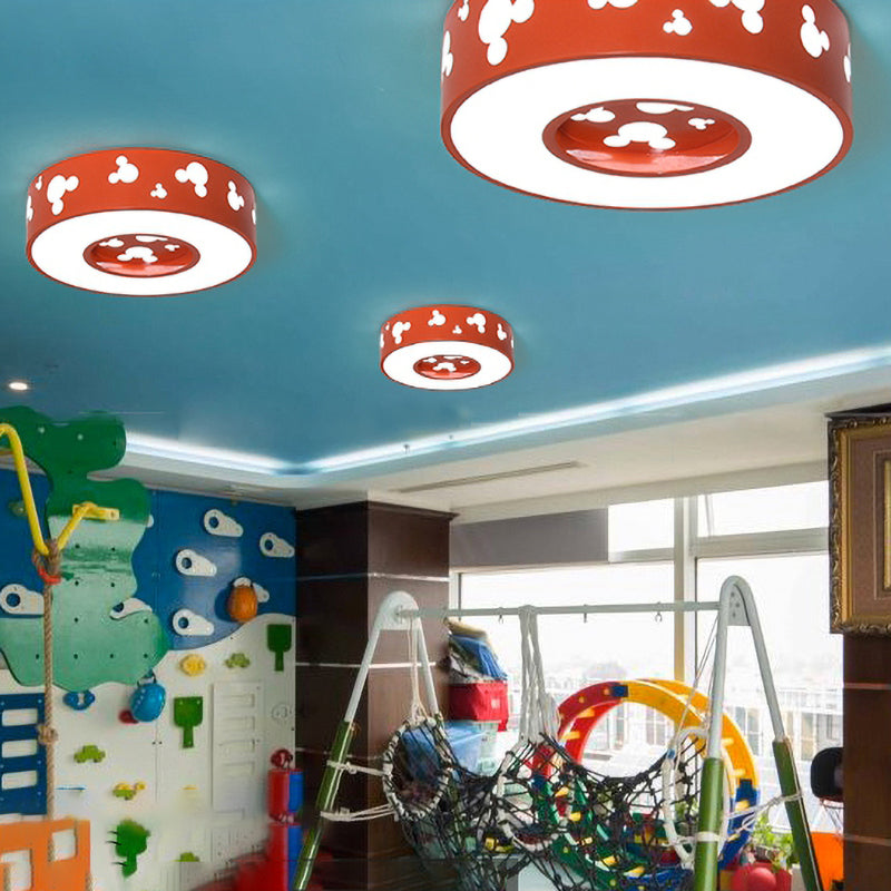 Cartoon Candy Colored Ceiling Fixture Round Metal Ceiling Mount Light with Mouse for Teen Red Clearhalo 'Ceiling Lights' 'Close To Ceiling Lights' 'Close to ceiling' 'Flush mount' Lighting' 169972