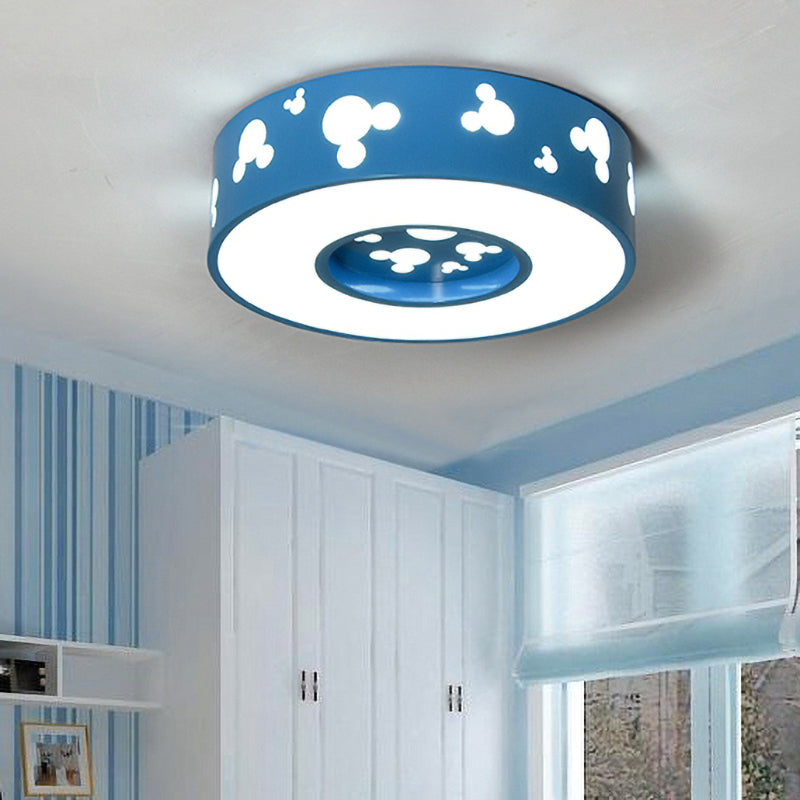 Cartoon Candy Colored Ceiling Fixture Round Metal Ceiling Mount Light with Mouse for Teen Blue Clearhalo 'Ceiling Lights' 'Close To Ceiling Lights' 'Close to ceiling' 'Flush mount' Lighting' 169975