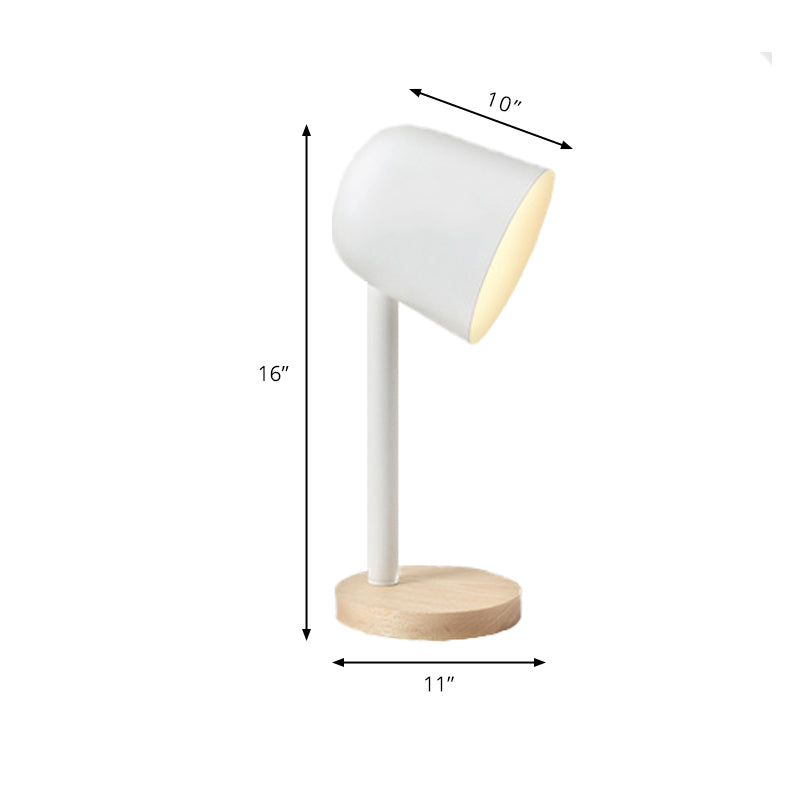 White/Blue/Green Domed Reading Book Light Minimalism Style 1 Light Metallic Desk Lamp with Wooden Base Clearhalo 'Lamps' 'Table Lamps' Lighting' 169987