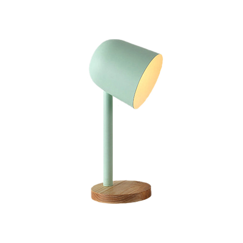 White/Blue/Green Domed Reading Book Light Minimalism Style 1 Light Metallic Desk Lamp with Wooden Base Clearhalo 'Lamps' 'Table Lamps' Lighting' 169992