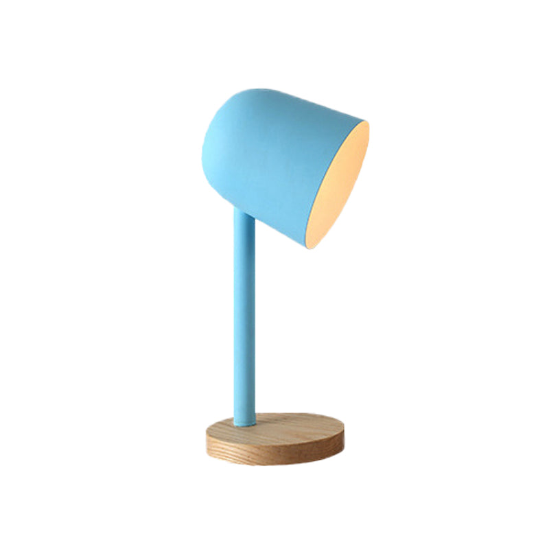 White/Blue/Green Domed Reading Book Light Minimalism Style 1 Light Metallic Desk Lamp with Wooden Base Clearhalo 'Lamps' 'Table Lamps' Lighting' 169994