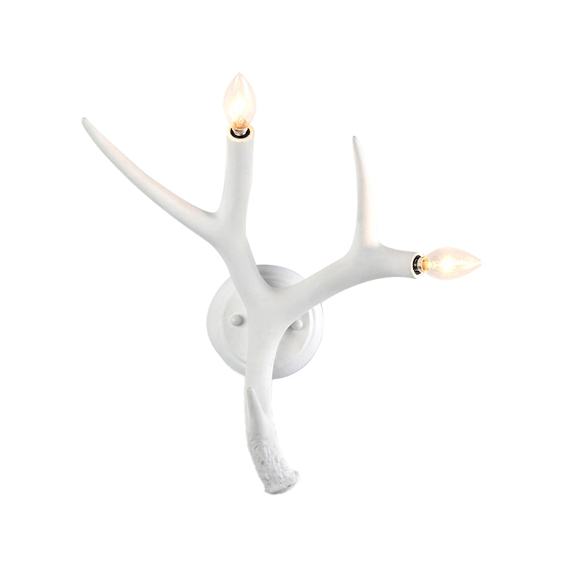 Resin Antler Shaped Wall Sconce Contemporary Style 2 Lights White Wall Lighting for Restaurant Clearhalo 'Modern wall lights' 'Modern' 'Wall Lamps & Sconces' 'Wall Lights' Lighting' 170041