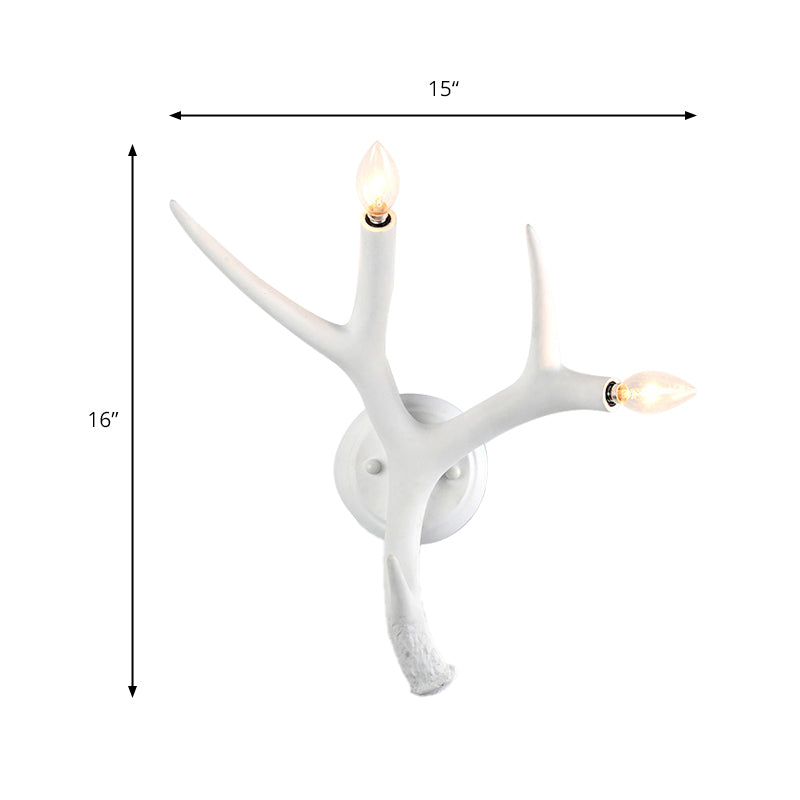 Resin Antler Shaped Wall Sconce Contemporary Style 2 Lights White Wall Lighting for Restaurant Clearhalo 'Modern wall lights' 'Modern' 'Wall Lamps & Sconces' 'Wall Lights' Lighting' 170042