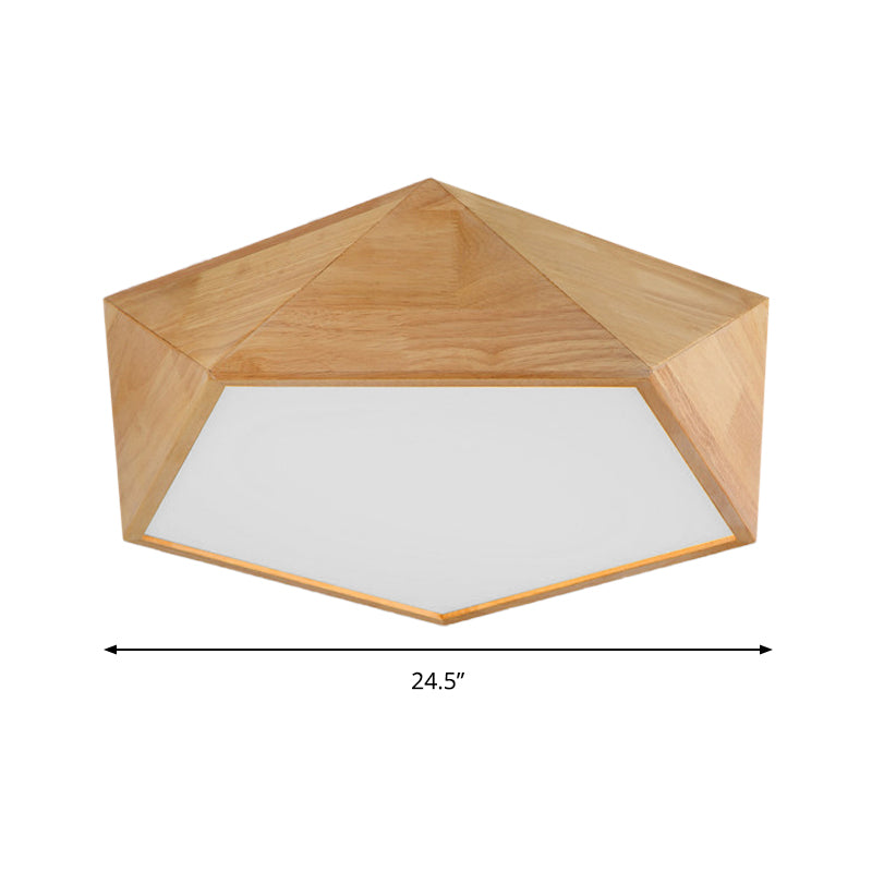 16.5"/20.5" Width Wood Pentagon Ceiling Fixture Porch Stair Japanese Style LED Flush Ceiling Light in Beige Clearhalo 'Ceiling Lights' 'Close To Ceiling Lights' 'Close to ceiling' 'Flush mount' Lighting' 170046