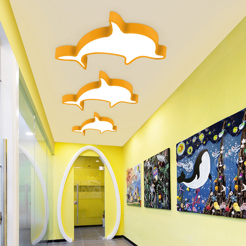 Acrylic Dolphin Ceiling Lamp Kindergarten Modern Lovely Flush Mount Light Yellow Clearhalo 'Ceiling Lights' 'Close To Ceiling Lights' 'Close to ceiling' 'Flush mount' Lighting' 170071