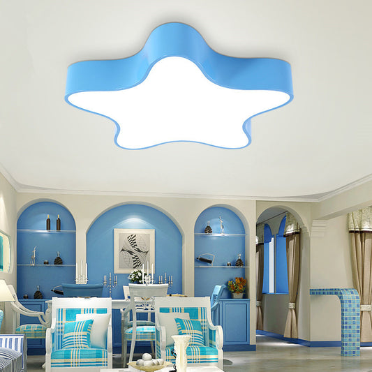 Boys Girls Bedroom Star Flush Ceiling Light Acrylic Contemporary Ceiling Lamp Blue Clearhalo 'Ceiling Lights' 'Close To Ceiling Lights' 'Close to ceiling' 'Flush mount' Lighting' 170197