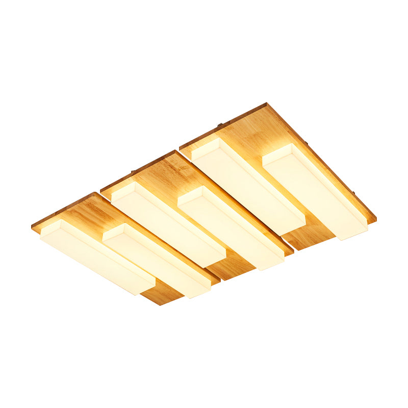 Japanese Style Rectangle Flushmount Light Wood Acrylic Beige LED Ceiling Lamp in Natural/White for Bathroom Clearhalo 'Ceiling Lights' 'Close To Ceiling Lights' 'Close to ceiling' 'Flush mount' Lighting' 170210