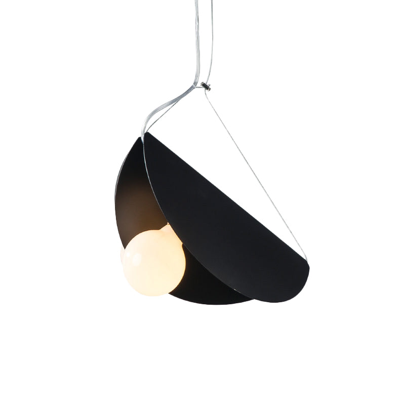 Black/Grey/Black Curved Hanging Lighting Contemporary 1 Light Metal Suspension Pendant for Bedroom Clearhalo 'Ceiling Lights' 'Modern Pendants' 'Modern' 'Pendant Lights' 'Pendants' Lighting' 170234