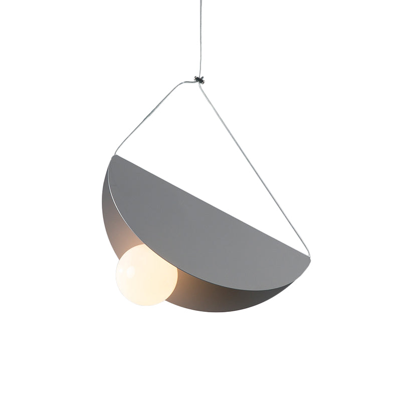 Black/Grey/Black Curved Hanging Lighting Contemporary 1 Light Metal Suspension Pendant for Bedroom Clearhalo 'Ceiling Lights' 'Modern Pendants' 'Modern' 'Pendant Lights' 'Pendants' Lighting' 170238