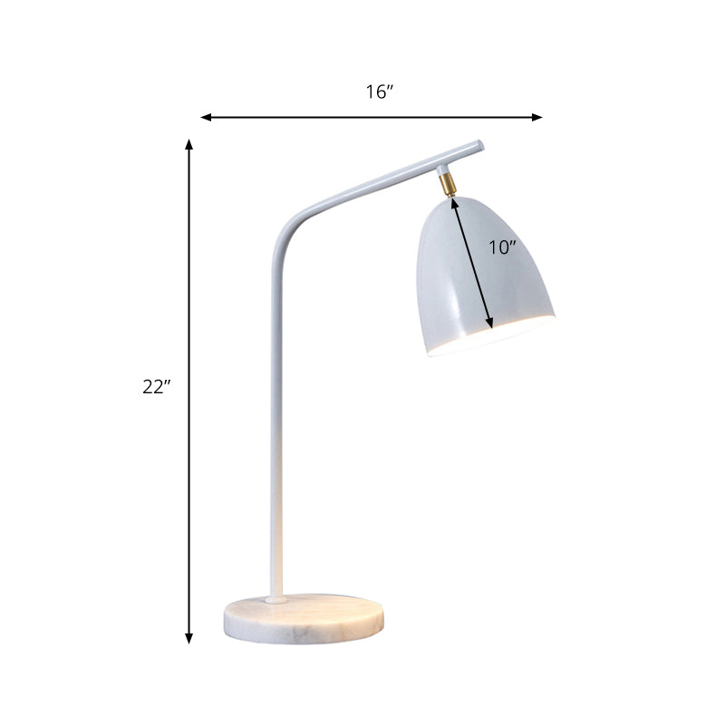 Simple Stylish Conical Desk Lamp with Marble Base Metallic 1 Light Bedside Reading Book Light in Black/White Clearhalo 'Lamps' 'Table Lamps' Lighting' 170253