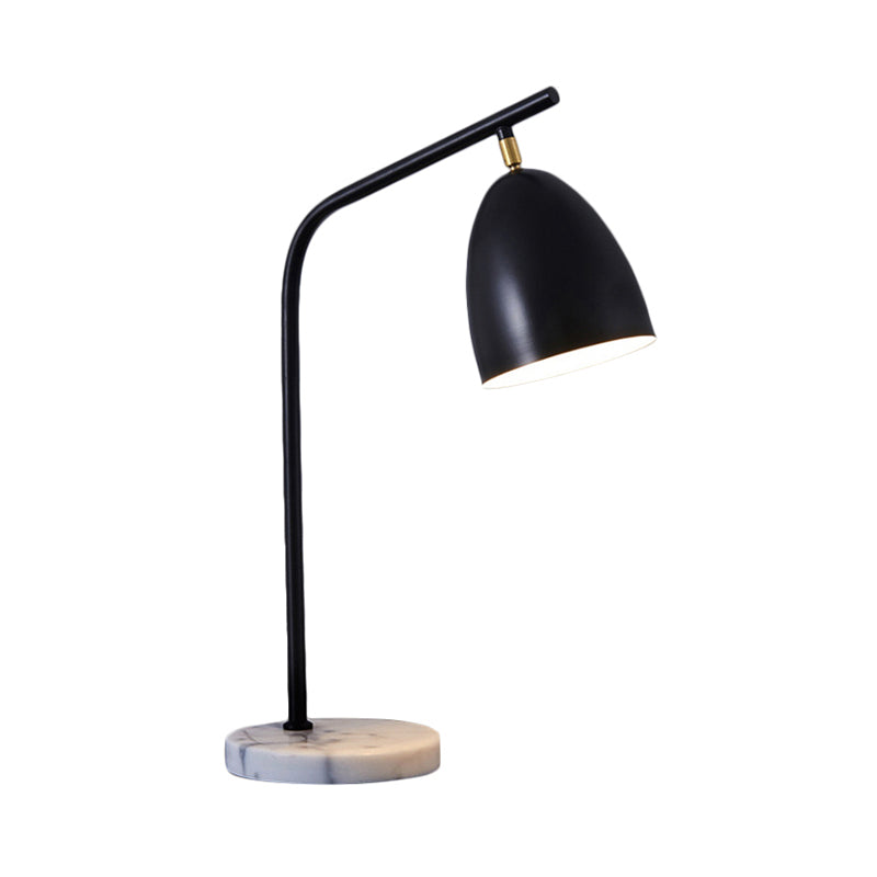 Simple Stylish Conical Desk Lamp with Marble Base Metallic 1 Light Bedside Reading Book Light in Black/White Clearhalo 'Lamps' 'Table Lamps' Lighting' 170259