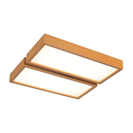 Nordic Style LED Flush Ceiling Light Rectangle Shade Wooden Edge Ceiling Fixture for Office Clearhalo 'Ceiling Lights' 'Close To Ceiling Lights' 'Close to ceiling' 'Flush mount' Lighting' 170275