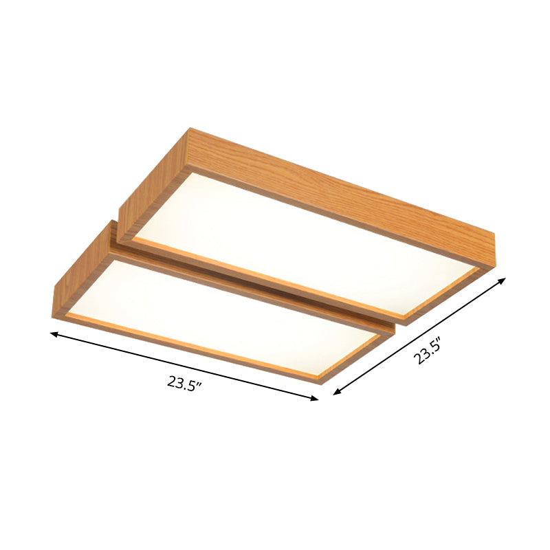 Nordic Style LED Flush Ceiling Light Rectangle Shade Wooden Edge Ceiling Fixture for Office Clearhalo 'Ceiling Lights' 'Close To Ceiling Lights' 'Close to ceiling' 'Flush mount' Lighting' 170276