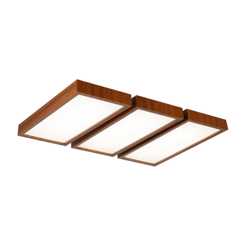 Nordic Style LED Flush Ceiling Light Rectangle Shade Wooden Edge Ceiling Fixture for Office Clearhalo 'Ceiling Lights' 'Close To Ceiling Lights' 'Close to ceiling' 'Flush mount' Lighting' 170284