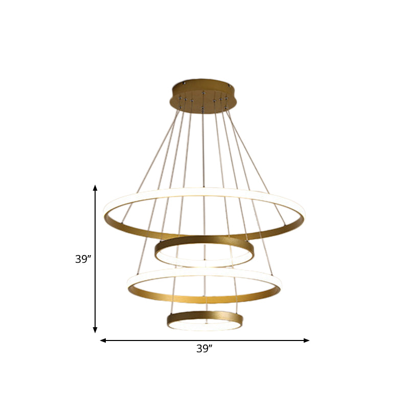 31.5"/39" Wide 4 Tiers Living Room Hanging Lamp Acrylic Postmodern LED Pendant Chandelier in Gold Clearhalo 'Ceiling Lights' 'Chandeliers' 'Modern Chandeliers' 'Modern' Lighting' 1703043