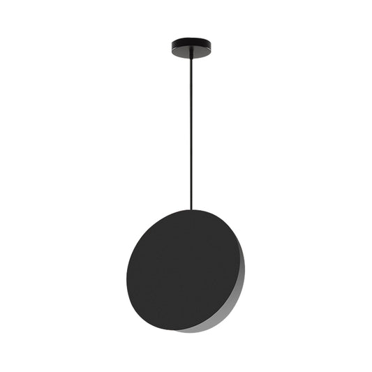 8"/12"W Circular Pendant Lamp Modern Nordic Style Metal 1 Light Black/Grey/White Hanging Ceiling Light Clearhalo 'Ceiling Lights' 'Modern Pendants' 'Modern' 'Pendant Lights' 'Pendants' Lighting' 170305