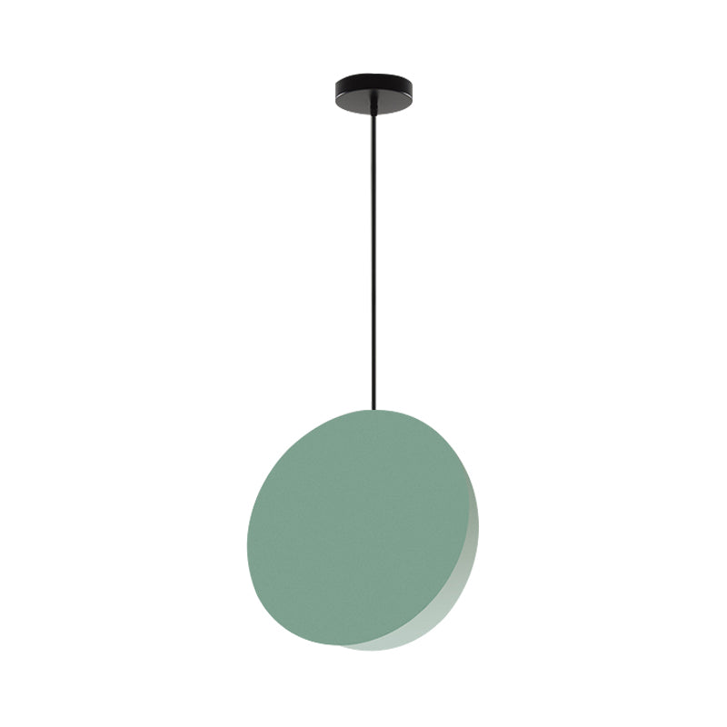 8"/12"W Circular Pendant Lamp Modern Nordic Style Metal 1 Light Black/Grey/White Hanging Ceiling Light Clearhalo 'Ceiling Lights' 'Modern Pendants' 'Modern' 'Pendant Lights' 'Pendants' Lighting' 170309