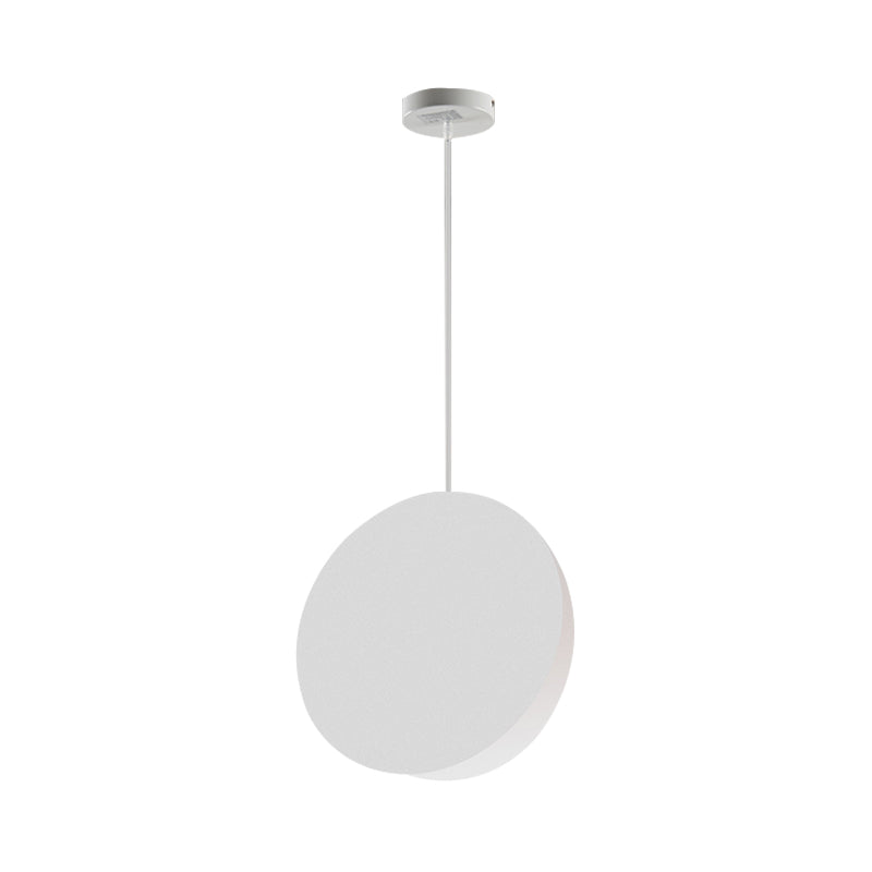 8"/12"W Circular Pendant Lamp Modern Nordic Style Metal 1 Light Black/Grey/White Hanging Ceiling Light Clearhalo 'Ceiling Lights' 'Modern Pendants' 'Modern' 'Pendant Lights' 'Pendants' Lighting' 170317