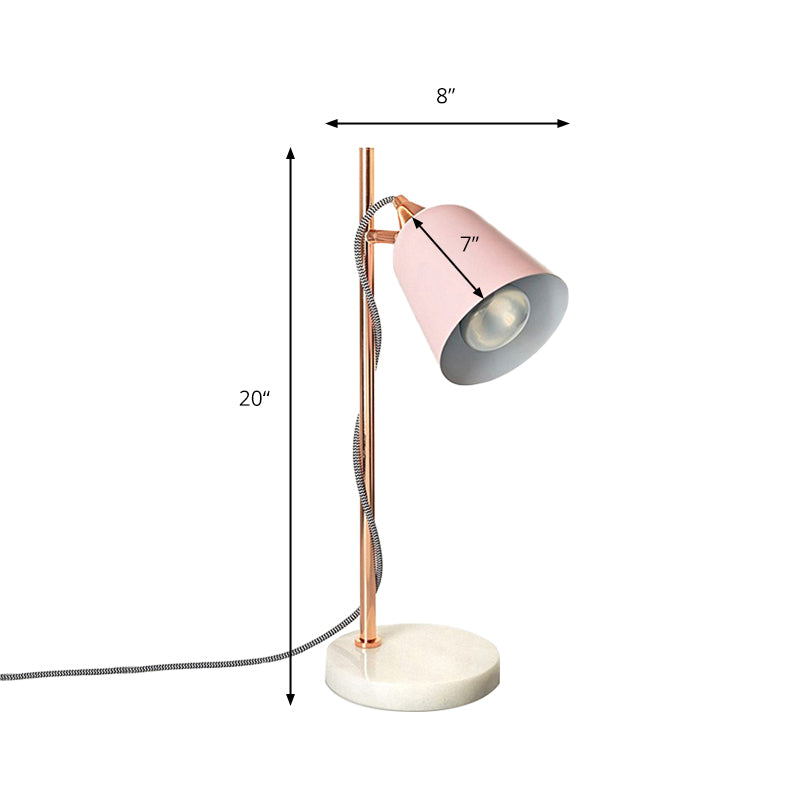 Gray/Pink Cup Shaped Desk Lighting Nordic Style 1 Bulb Metal Desk Lamp with Marble Base for Study Room Clearhalo 'Lamps' 'Table Lamps' Lighting' 170381