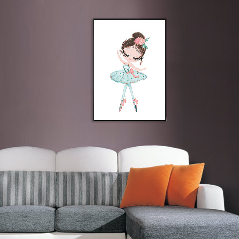 Kids Style Ballet Girl Canvas Art Pastel Color Dance Wall Decor for House Interior Light Blue Clearhalo 'Art Gallery' 'Canvas Art' 'Kids' Arts' 1704042