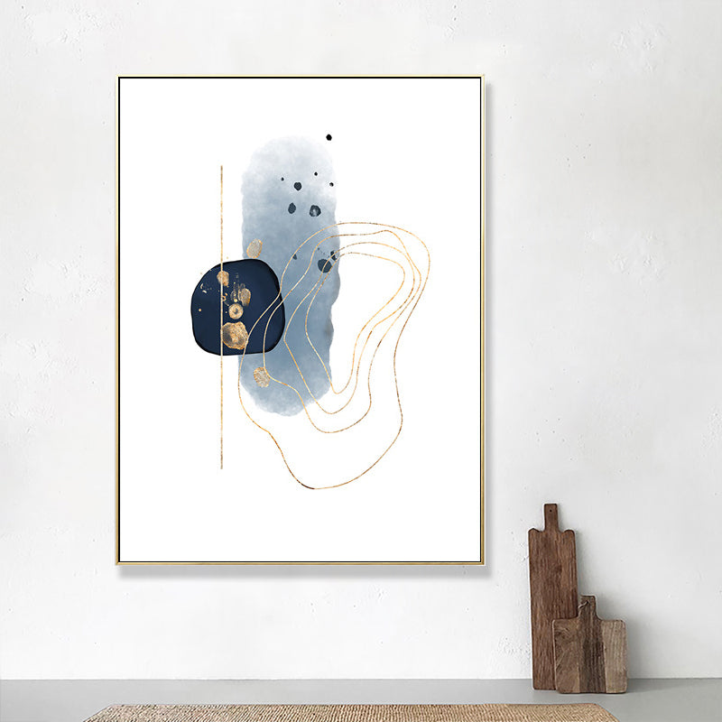 Nordic Watercolor Stones Drawing Canvas Blue and White Abstract Wall Art for Room Blue Design 1 Clearhalo 'Arts' 'Canvas Art' 1704194