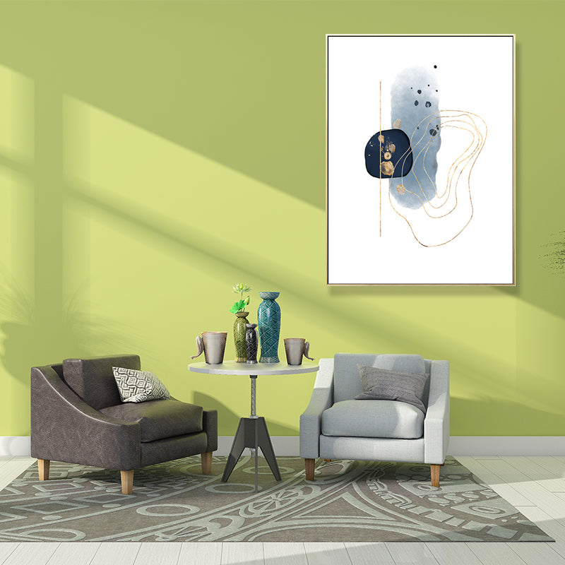 Nordic Watercolor Stones Drawing Canvas Blue and White Abstract Wall Art for Room Clearhalo 'Arts' 'Canvas Art' 1704195