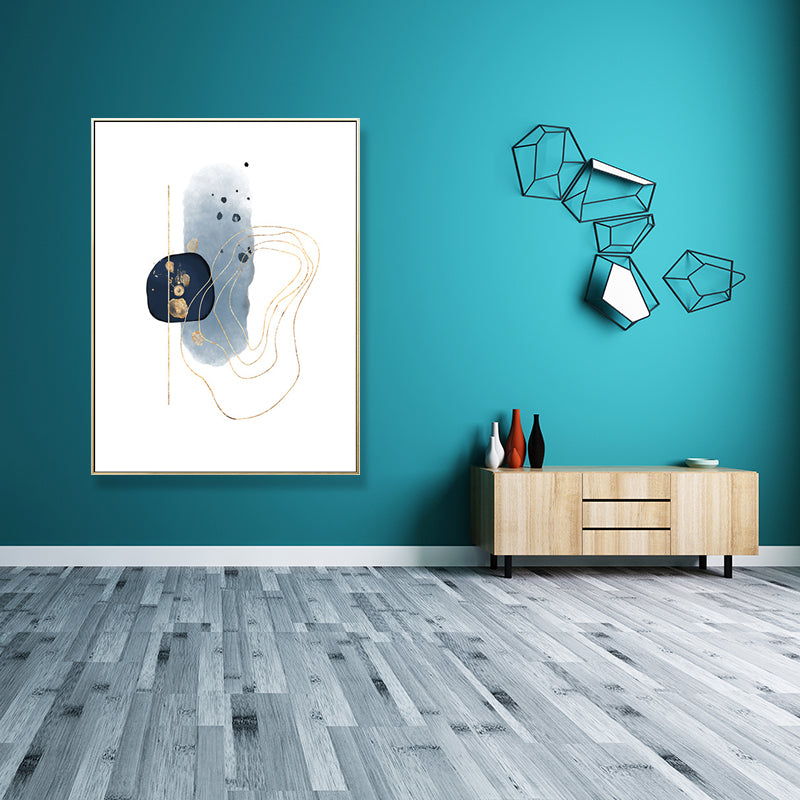 Nordic Watercolor Stones Drawing Canvas Blue and White Abstract Wall Art for Room Clearhalo 'Arts' 'Canvas Art' 1704196