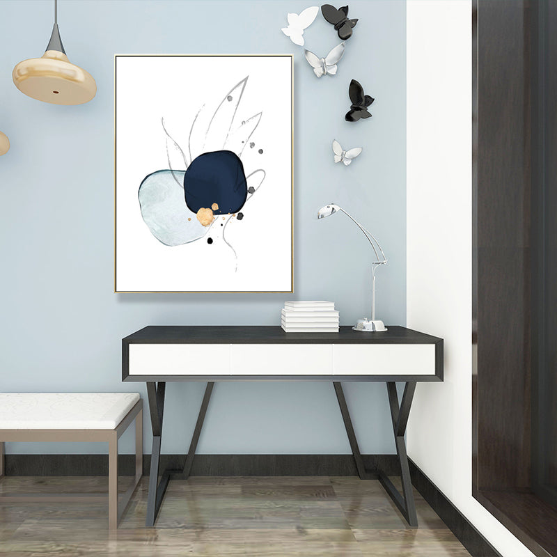 Nordic Watercolor Stones Drawing Canvas Blue and White Abstract Wall Art for Room Blue Design 2 Clearhalo 'Arts' 'Canvas Art' 1704201