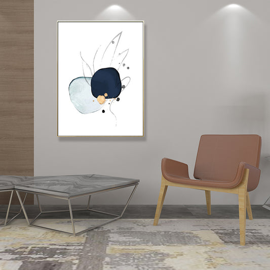 Nordic Watercolor Stones Drawing Canvas Blue and White Abstract Wall Art for Room Clearhalo 'Arts' 'Canvas Art' 1704203