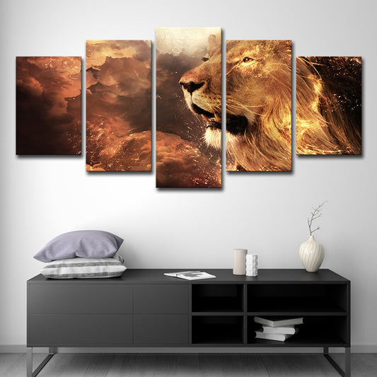 Digital Print Lion King Canvas Contemporary Multi-Piece Wall Art in Yellow Yellow Clearhalo 'Art Gallery' 'Canvas Art' 'Contemporary Art Gallery' 'Modern' Arts' 1704234