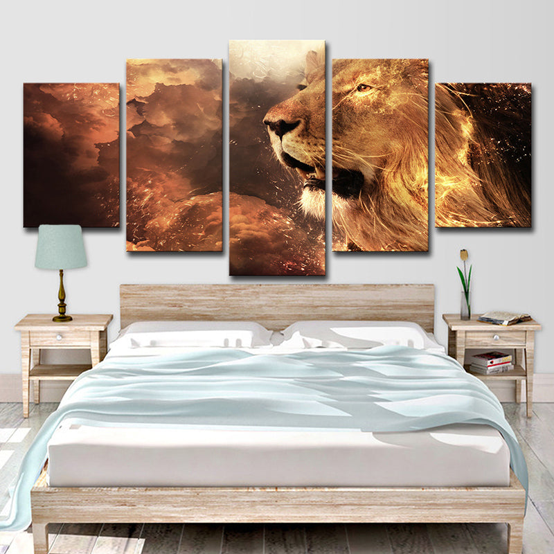 Digital Print Lion King Canvas Contemporary Multi-Piece Wall Art in Yellow Clearhalo 'Art Gallery' 'Canvas Art' 'Contemporary Art Gallery' 'Modern' Arts' 1704235