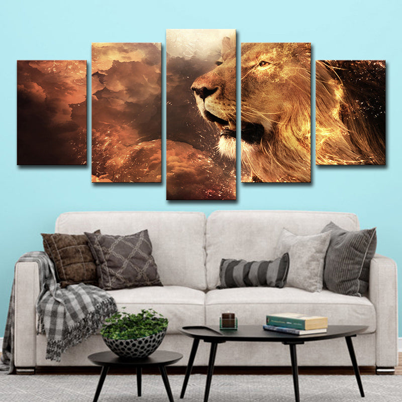 Digital Print Lion King Canvas Contemporary Multi-Piece Wall Art in Yellow Clearhalo 'Art Gallery' 'Canvas Art' 'Contemporary Art Gallery' 'Modern' Arts' 1704236