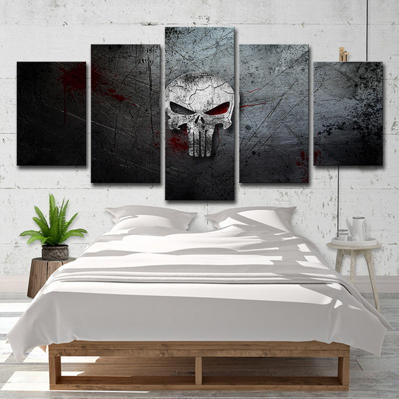 Digital Print Skull Canvas Contemporary Multi-Piece Boys Bedroom Wall Art in Grey Clearhalo 'Art Gallery' 'Canvas Art' 'Contemporary Art Gallery' 'Modern' Arts' 1704365