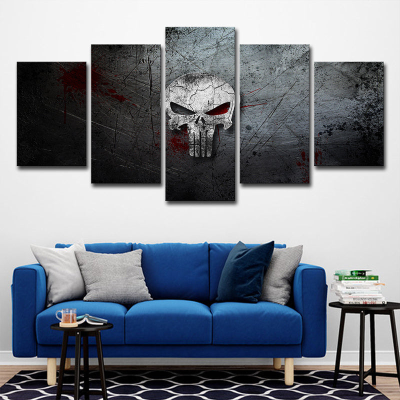 Digital Print Skull Canvas Contemporary Multi-Piece Boys Bedroom Wall Art in Grey Clearhalo 'Art Gallery' 'Canvas Art' 'Contemporary Art Gallery' 'Modern' Arts' 1704366