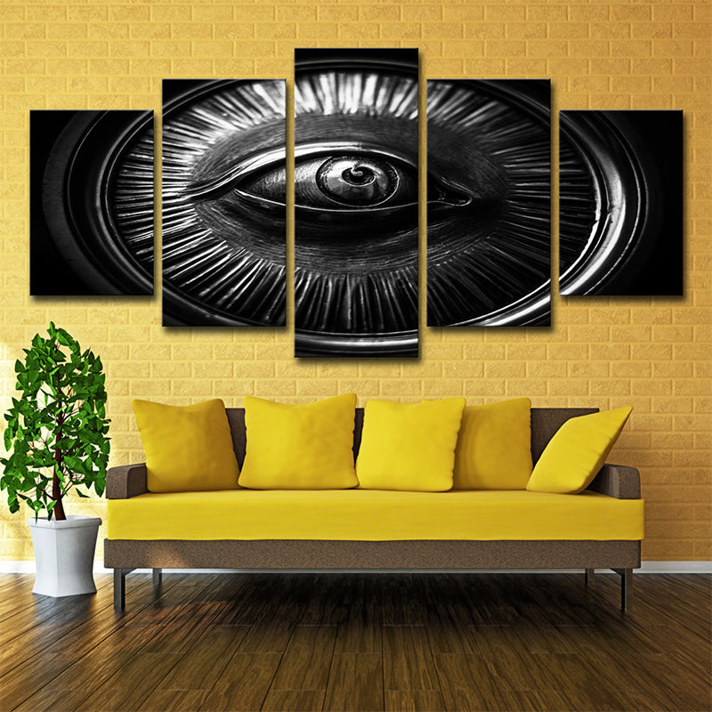 Metal Eye Wall Art Decor Contemporary Multi-Piece Canvas Print in Black for Home Clearhalo 'Art Gallery' 'Canvas Art' 'Contemporary Art Gallery' 'Modern' Arts' 1704447