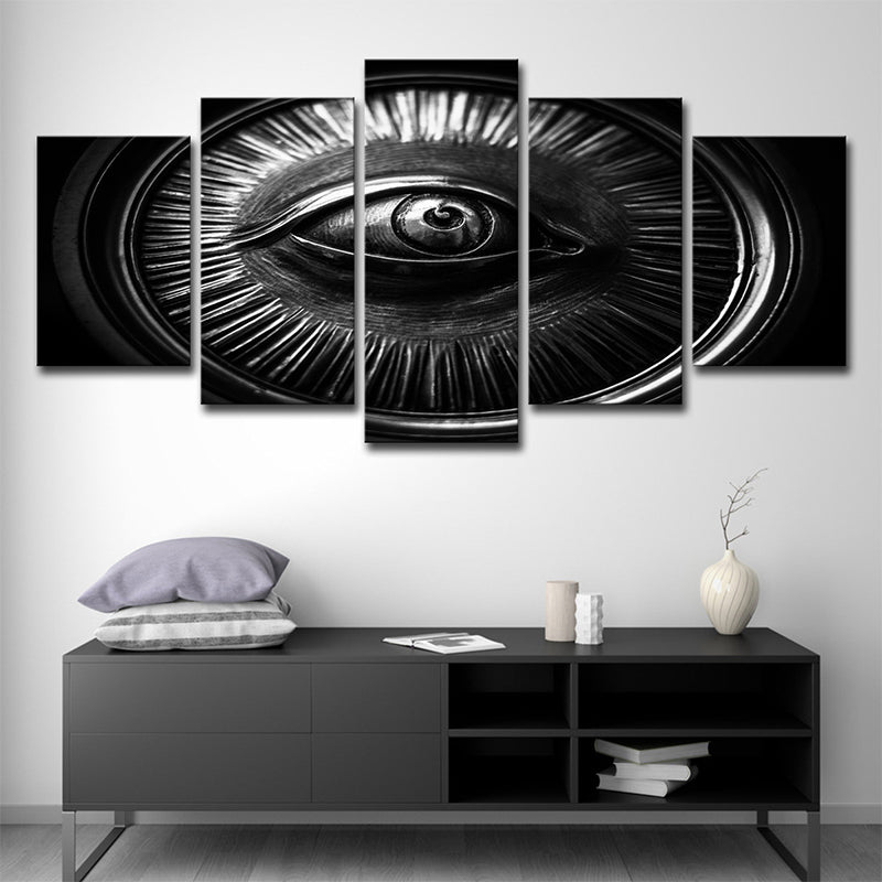 Metal Eye Wall Art Decor Contemporary Multi-Piece Canvas Print in Black for Home Clearhalo 'Art Gallery' 'Canvas Art' 'Contemporary Art Gallery' 'Modern' Arts' 1704448
