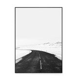 Photo S Curved Road Art Print Nordic Bedroom Snowy Wilds Scene Canvas in White for Wall Decor Clearhalo 'Arts' 'Canvas Art' 1704609